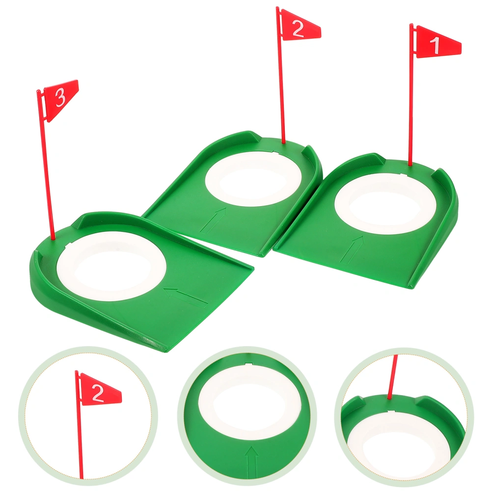 3Pcs Golf Putting Cup Golf Accessories  Golf Hole Training Aids Golf Training Putters with Plastic Flag