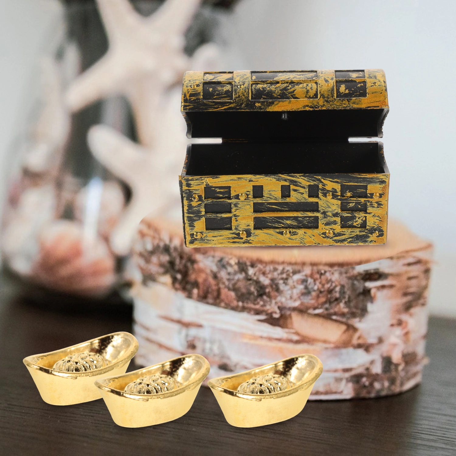 30pcs Mini Gold Ingots Gold Bar Coin Mini Ornament Ingot Ornaments Mini House Decor