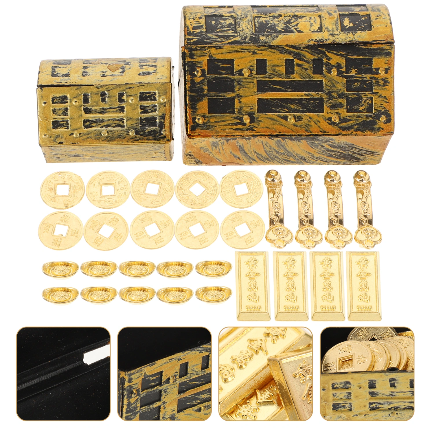 30pcs Mini Gold Ingots Gold Bar Coin Mini Ornament Ingot Ornaments Mini House Decor