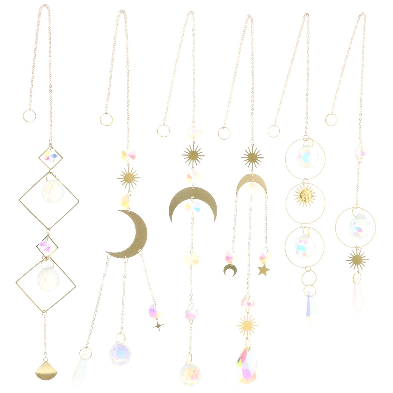 6pcs Crystal Suncatcher Rainbow Suncatcher Crystals Pendants Hanging Decoration