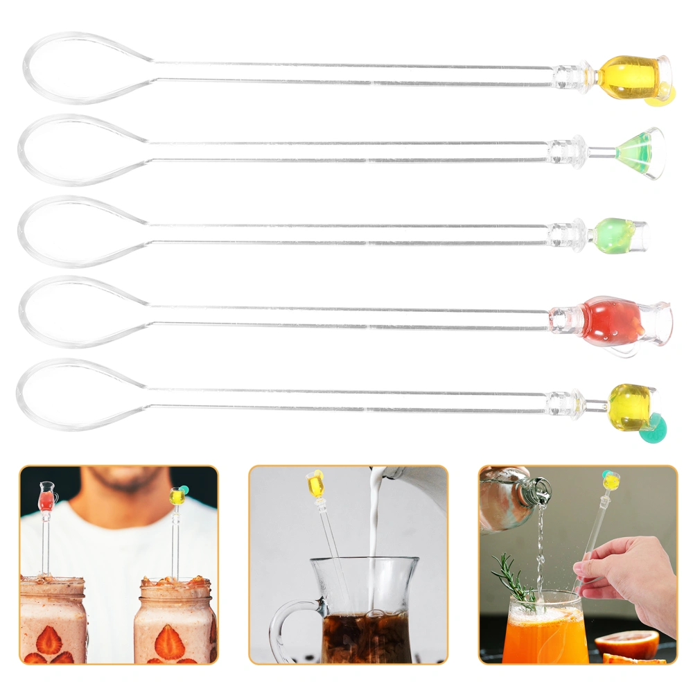 5pcs Novelty Cocktail Stirrers Cocktail Charms Stirring Sticks Juice Stirrers Random Style