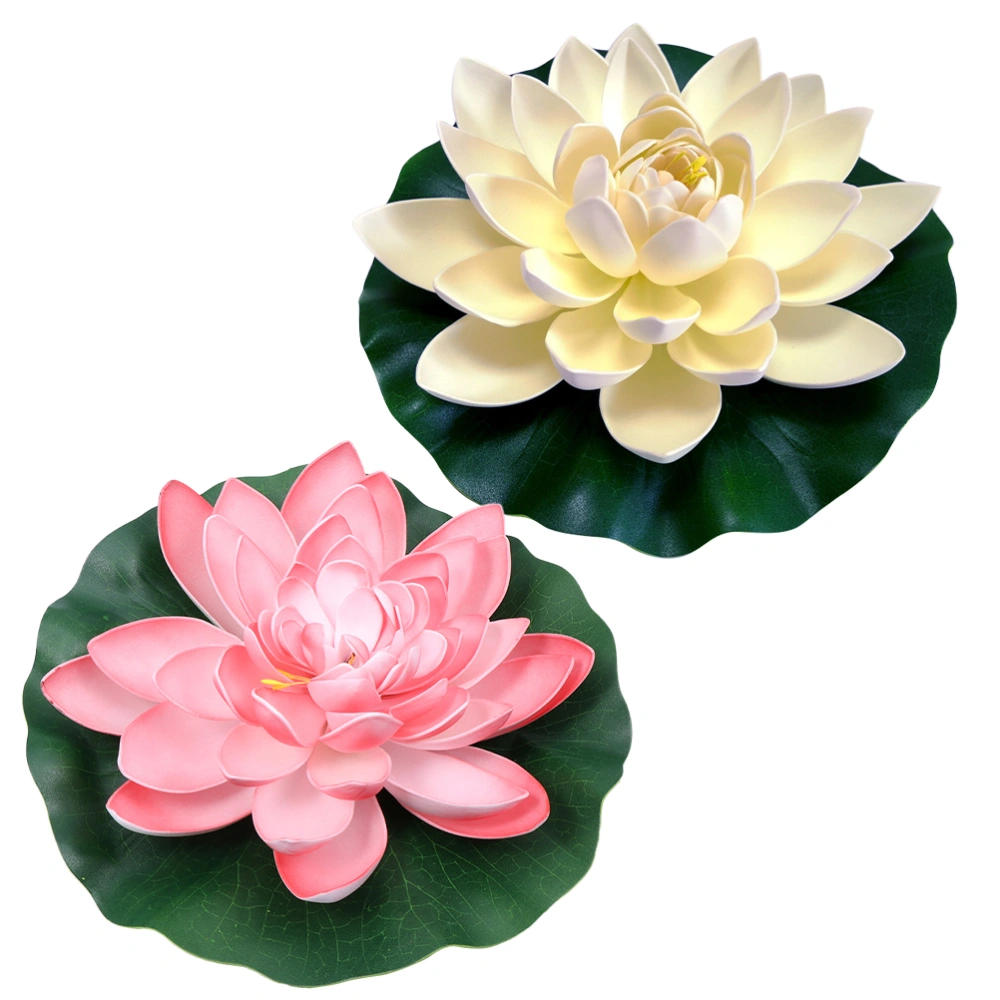 2pcs Simulated Lotus-flowers Beautiful Flower Props Fish Tank Decorations Dancing Props