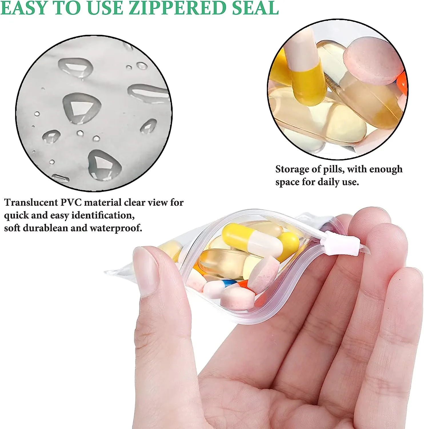 1 Set of Portable Pills Sealing Bags Small Tablets Bags Small Clear Pills Pouches Small Packaging Bags