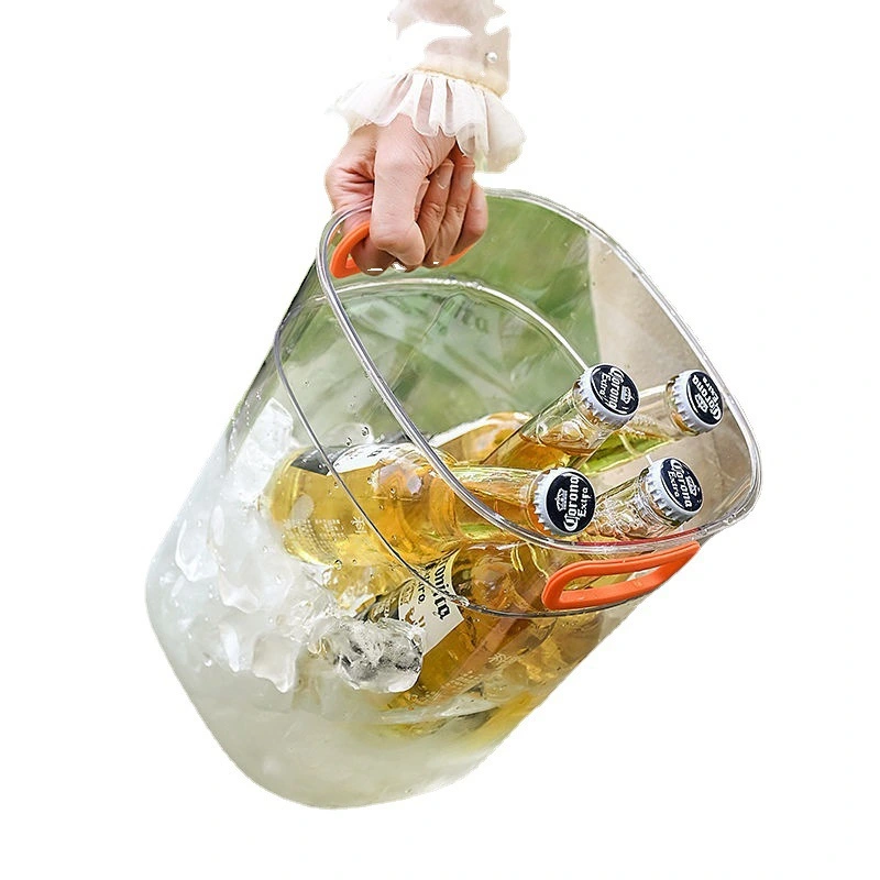 Ice Cube Bucket Handheld Ice Container Cold Beverage Packing Box Transparent Ice Cube Storage Box