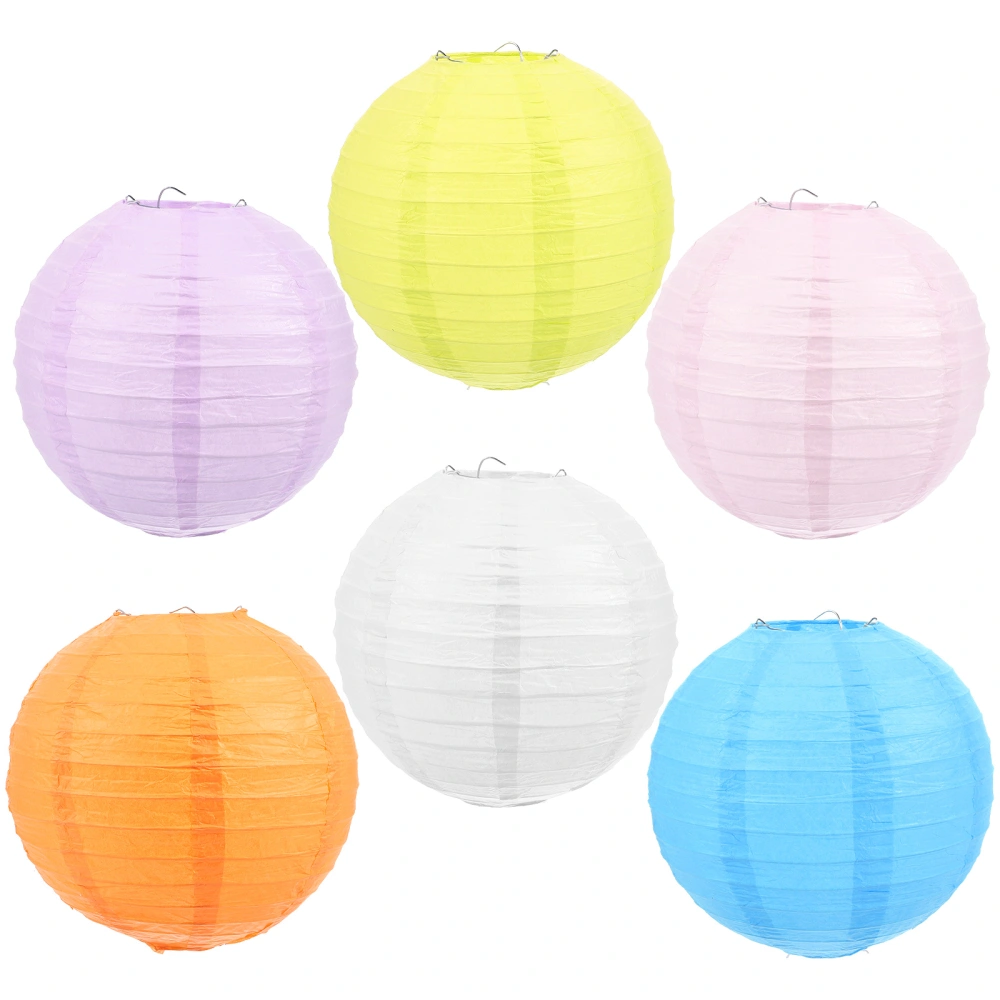 6Pcs Paper Lanterns Chinese Round Lantern Paper Hanging Decorations Wedding Festival Lantern