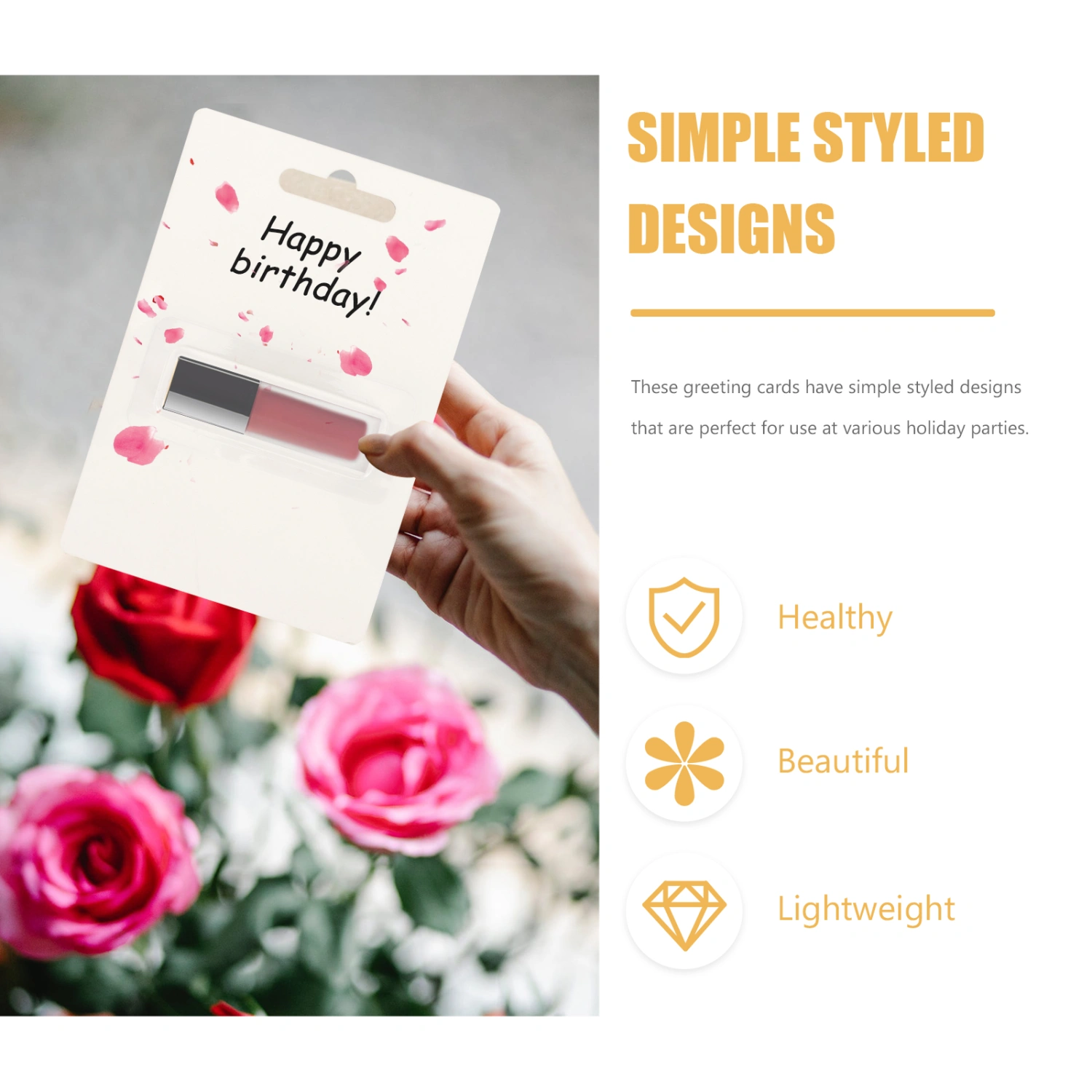 3pcs Diy Sublimation Cards Blank Word Cards Single-side Blank Cards with Lip Balm Pouches