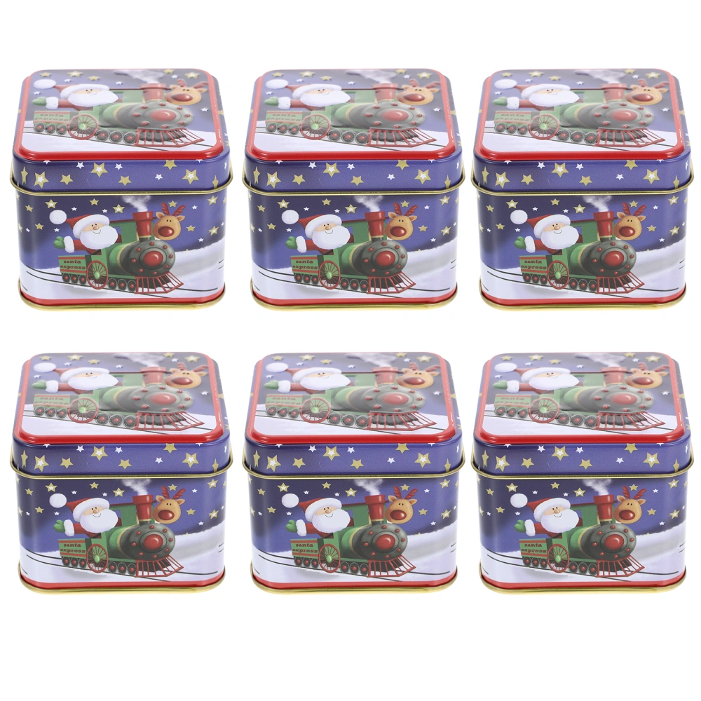 6pcs Christmas Candy Tins Decorative Cube Tinplate Boxes Xmas Candy Cookie Boxes