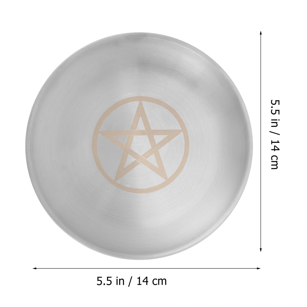 Pentagram Plate Decorative Tarot Ceremony Candle Holder Stainless Steel Storage Tray