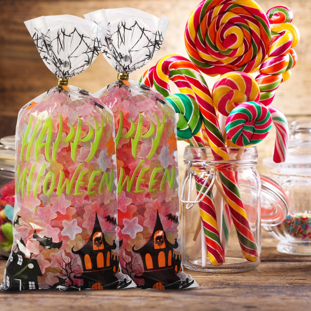 120 Pcs Halloween Candy Bags Plastic Treats Packing Bags Halloween Treat Bags  With Ties