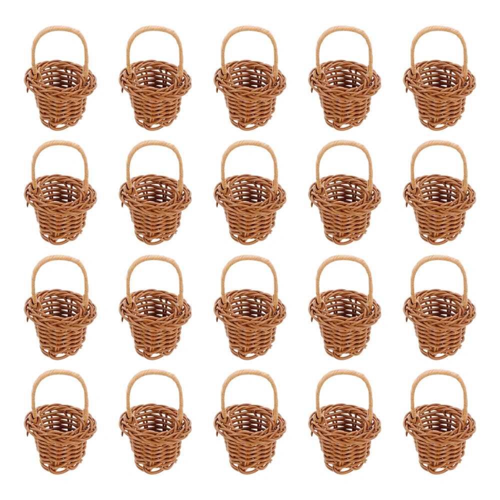 4 pcs Mini Rattan Woven Basket Flower Storage Basket Small Woven Basket with Handles