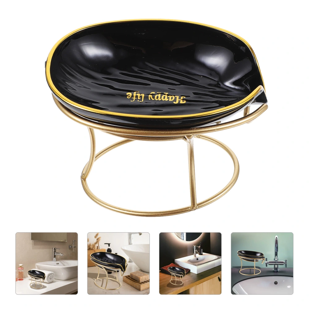 Bathroom Countertop Soap Draining Tray With Iron Stand Self-draining Soap Tray Decorative Soap Holder