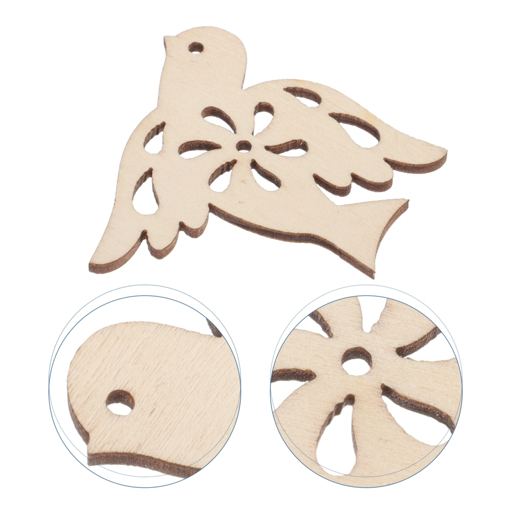 20pcs Unfinished Wooden Peace Dove Slices Wooden Pieces Craft Embellishments for Painting