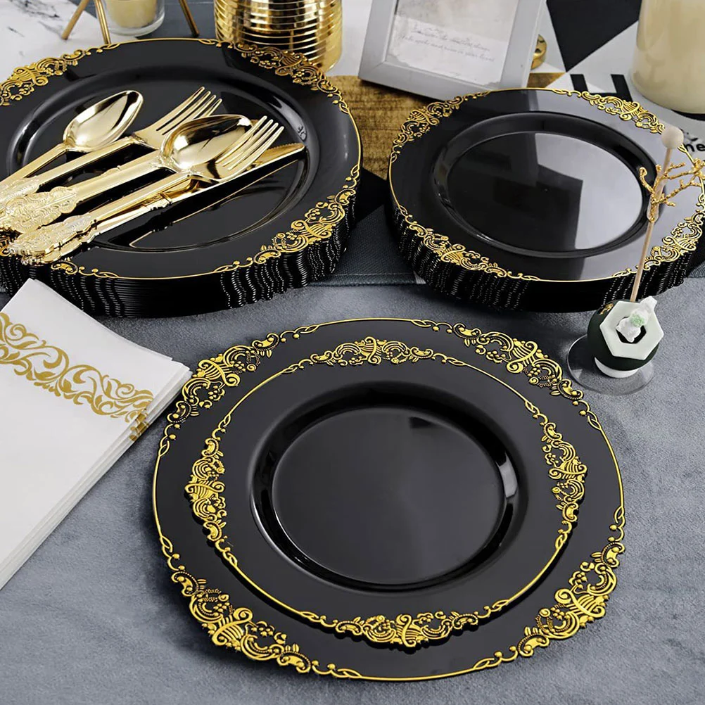 12Pcs Party Serving Plates Decorative Food Plates Disposable Party Plates Stackable Food Plates