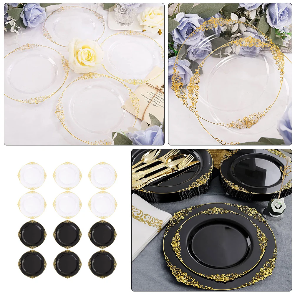 12Pcs Party Serving Plates Decorative Food Plates Disposable Party Plates Stackable Food Plates