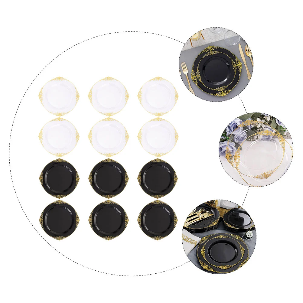 12Pcs Party Serving Plates Decorative Food Plates Disposable Party Plates Stackable Food Plates