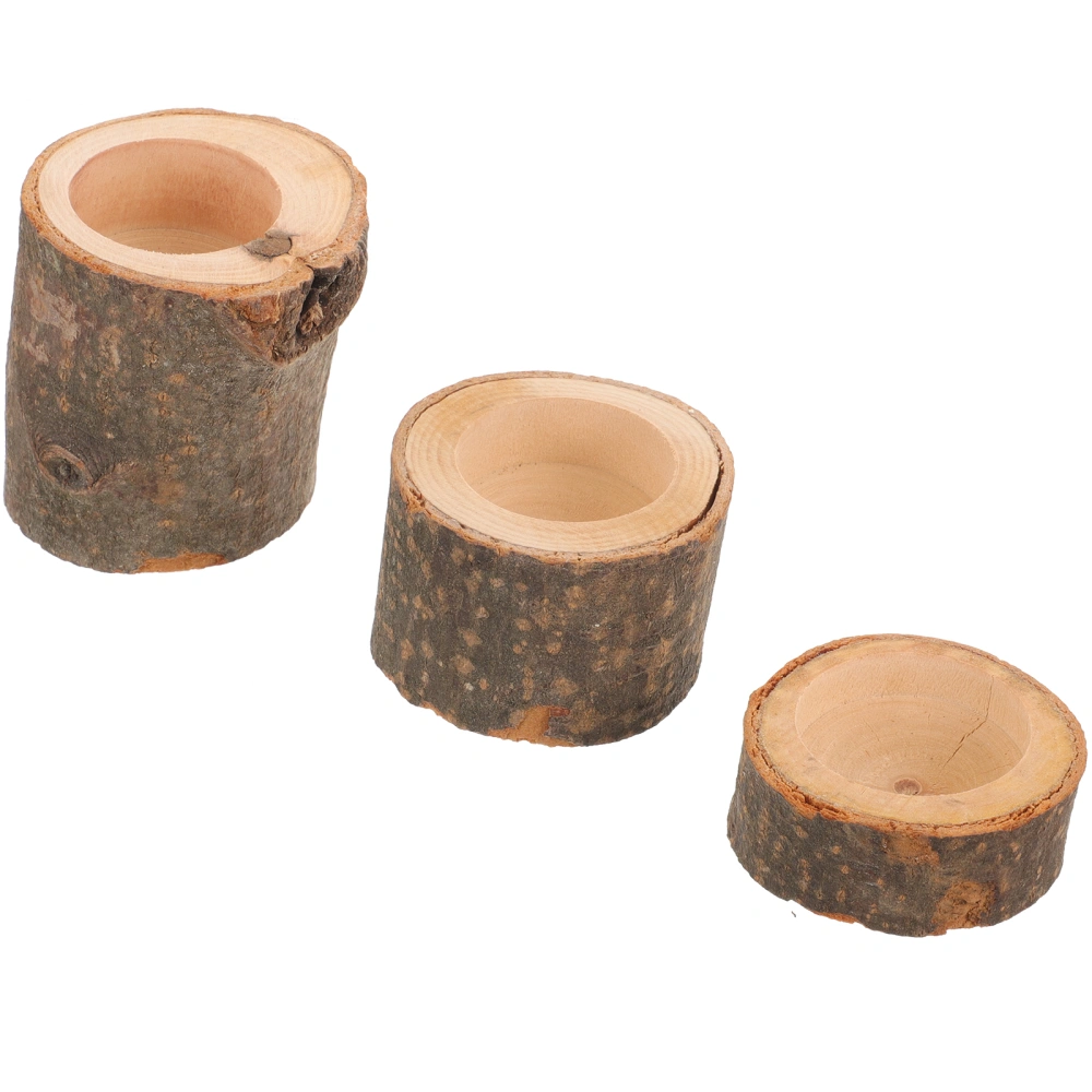 3pcs Wooden Candle Holder Natural Wooden Candle Holders Wooden Planter Wedding Decoration