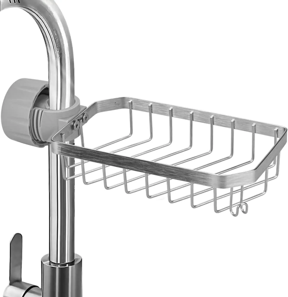 Kitchen Faucet Sponge Holder Stainless Steel Faucet Rack Bathroom Storage Rack