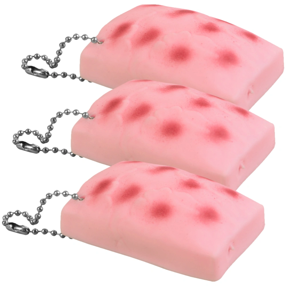 3pcs Anxiety Relief Toy Tofu Shape Keychain Pendants Squeezing Plaything