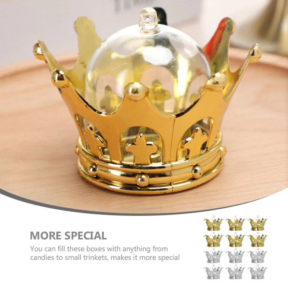 12pcs Crown Candy Boxes Fillable Candy Containers with Dome Wedding Party Favors