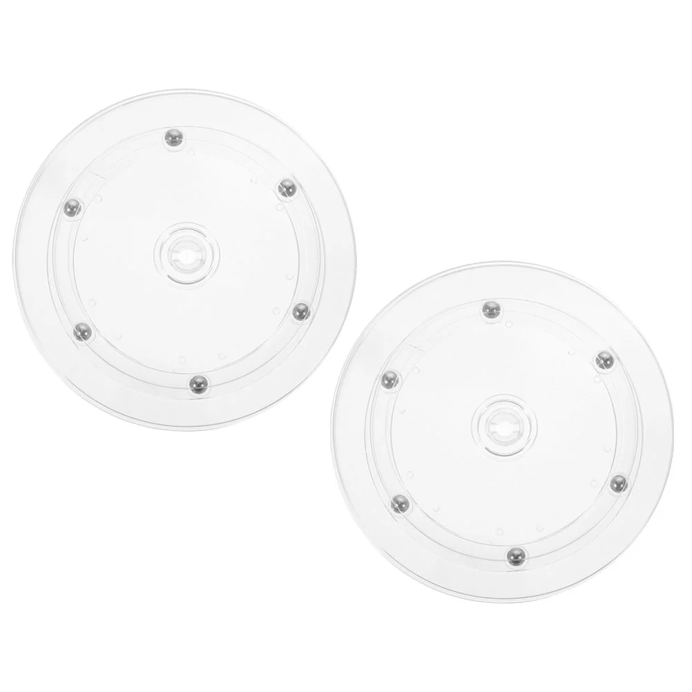 2Pcs Plastic Turntable Display Turntable 360 Degree Rotation Turntable Transparent Display Stand