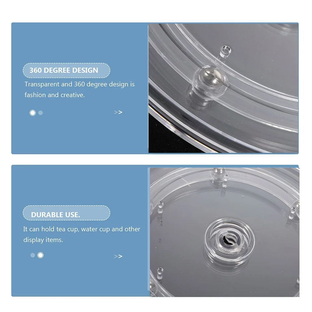 2Pcs Plastic Turntable Display Turntable 360 Degree Rotation Turntable Transparent Display Stand
