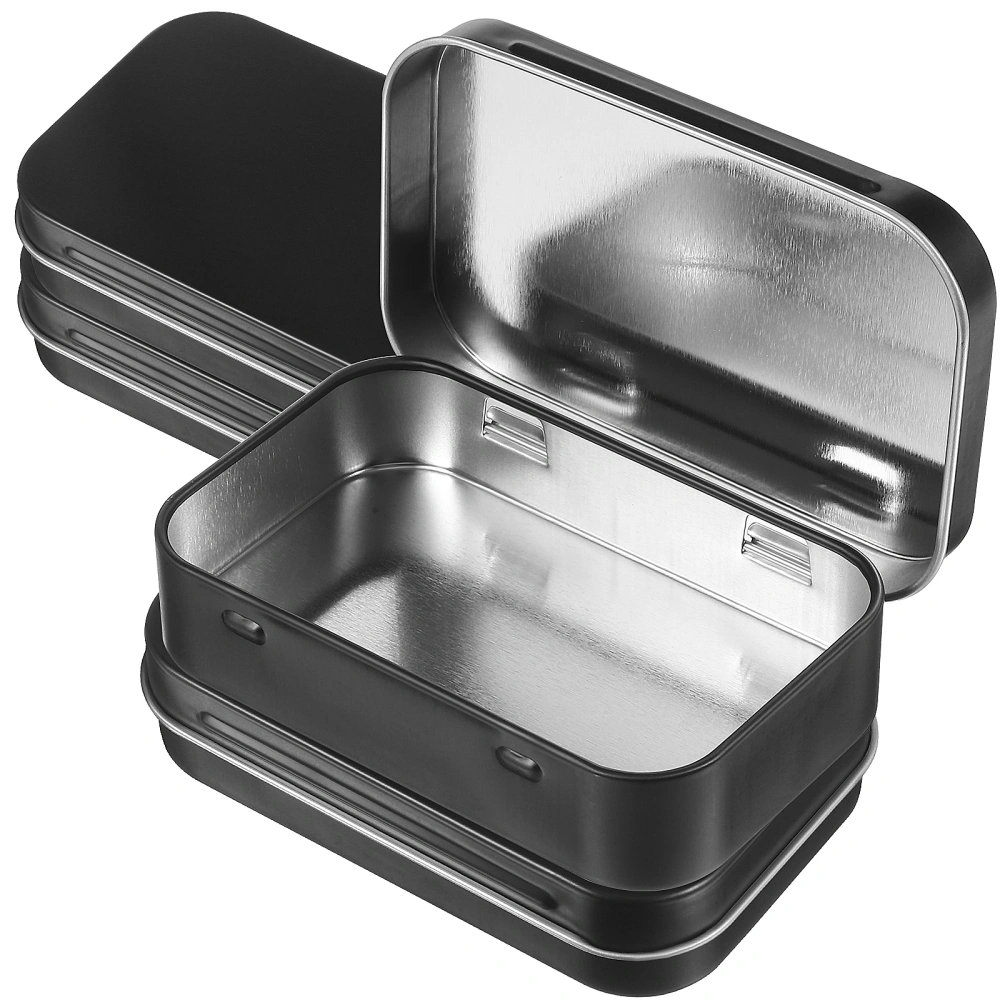 4Pcs Small Empty Metal Tin Boxes Portable Mini Storage Case with Hinged Lid for Money Coin Sweets Keys