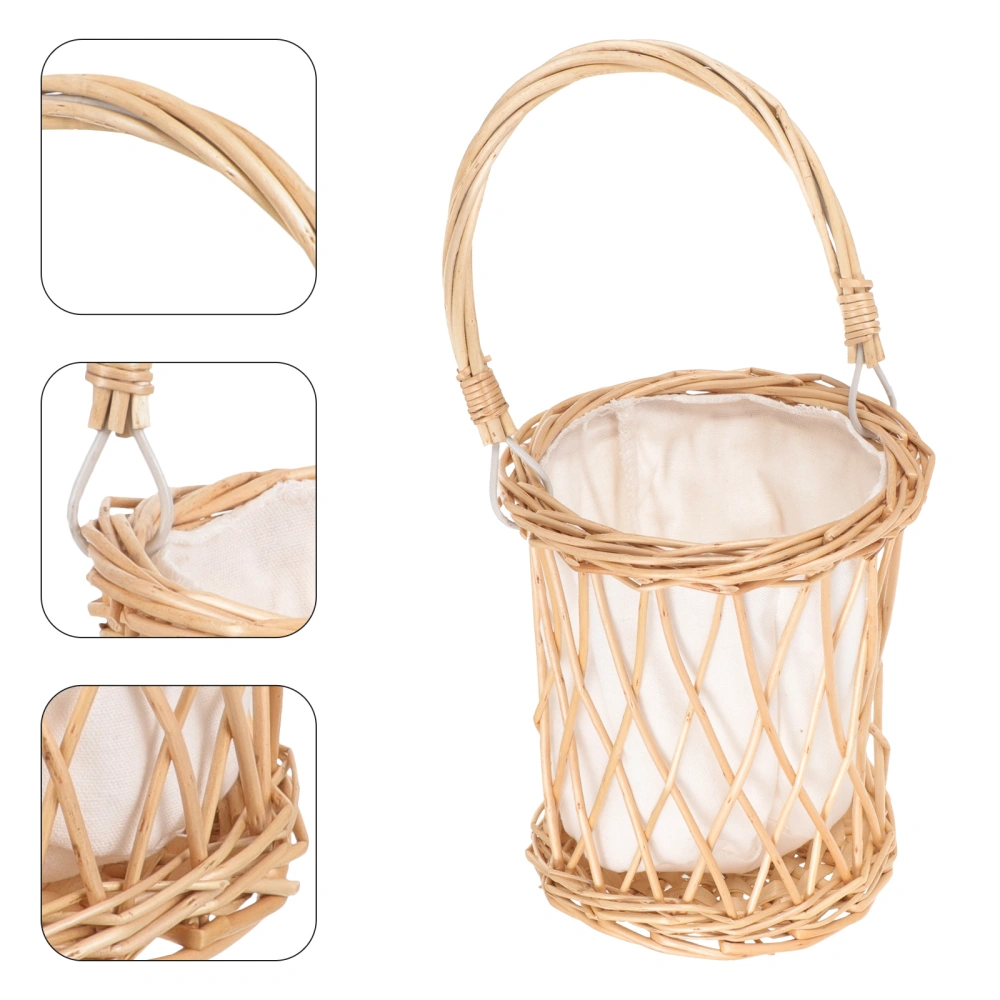 Handheld Rattan Woven Basket Portable Flower Arrangement Basket Multi-use Woven Basket