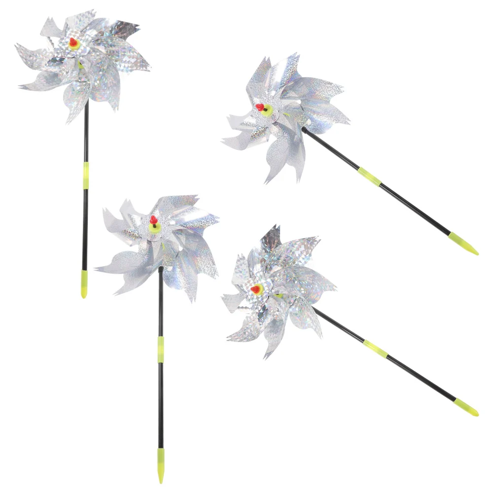 4Pcs Reflective Wind Spinner Garden Yard Rotating Pinwheels Lawn Windmill for Outdoor