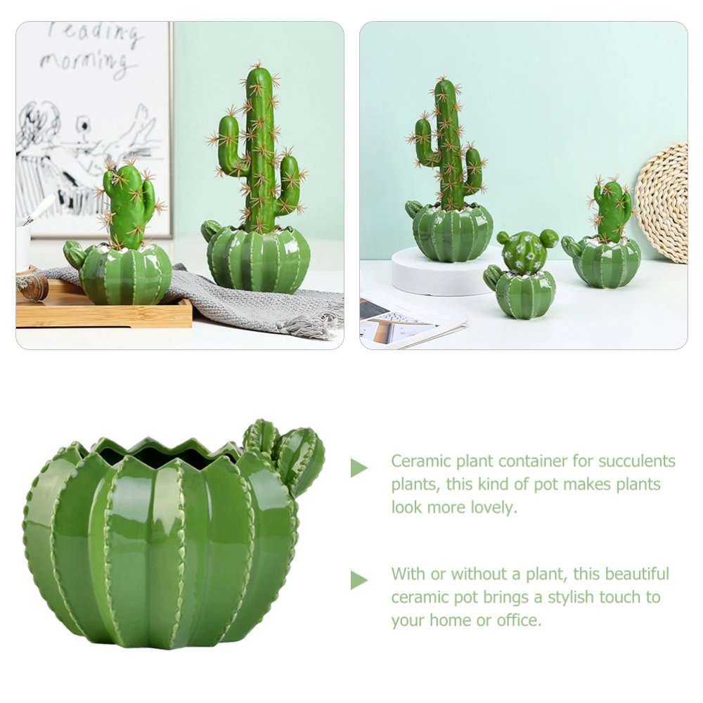 Ceramic Cactus Succulent Planter Novelty Cactus Shaped Plant Pot Plant Container