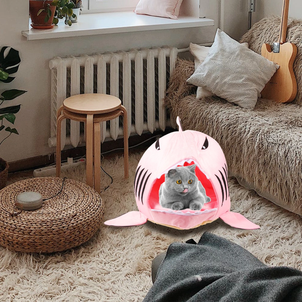 Shark-shaped House Warm Kennel Kitten Bed Inner Cushion Cat Kitten Sleeping House