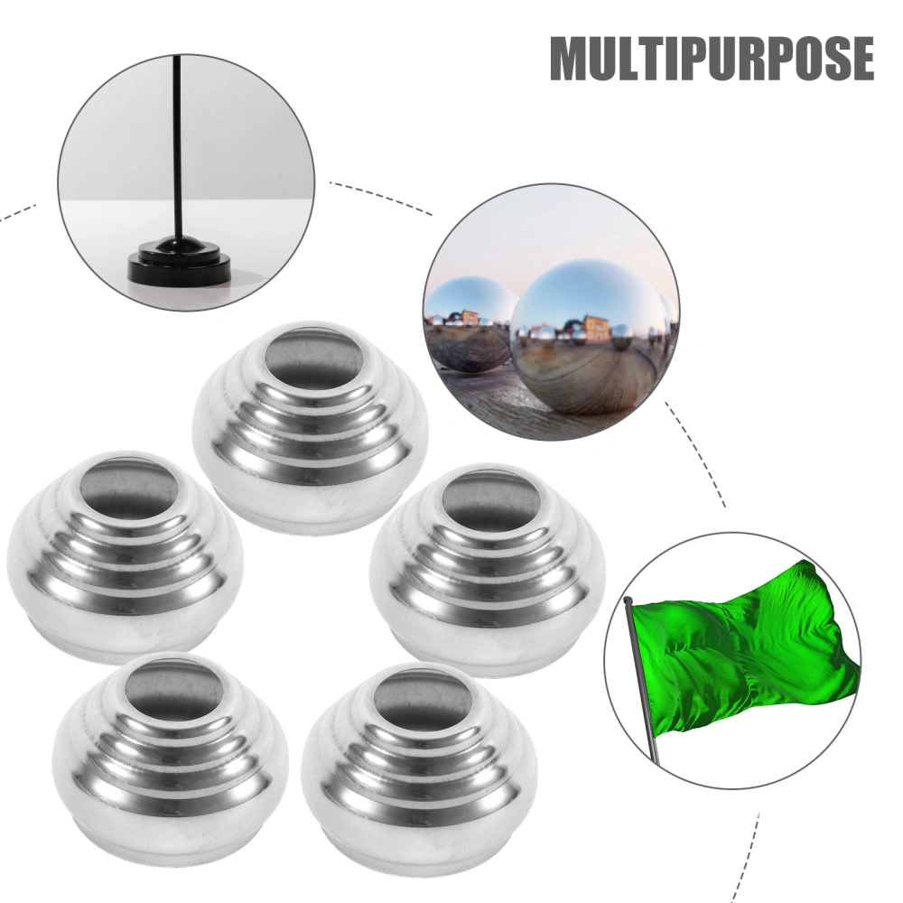 5pcs Stainless Steel Flagpole Base Garden Gazing Ball Globe Stand for Outdoor