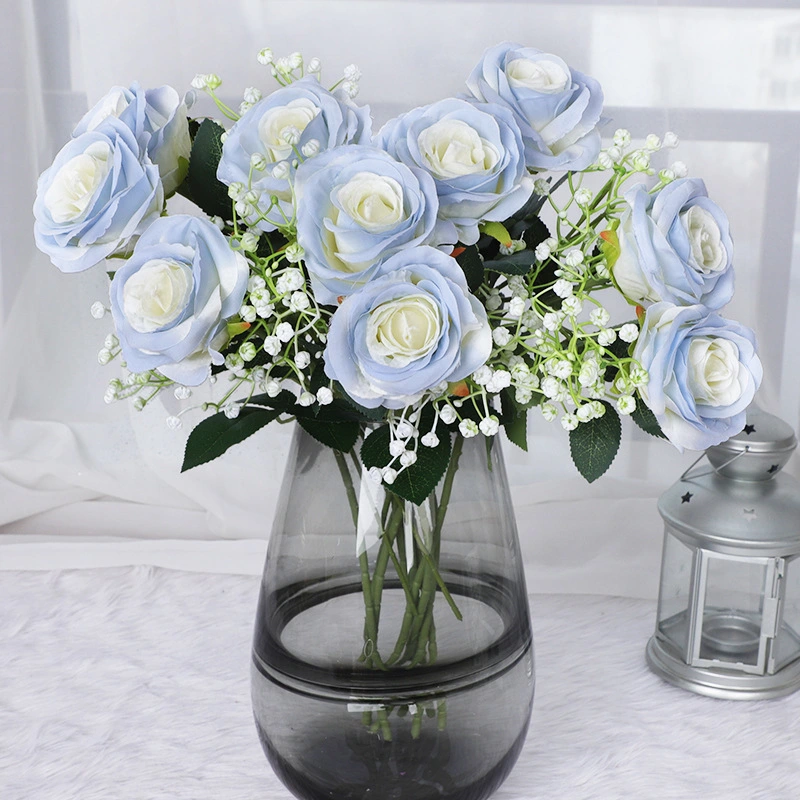 10Pcs Artificial Roses Fake Flowers Rose Flowers Bouquet for Wedding Flower Arrangement