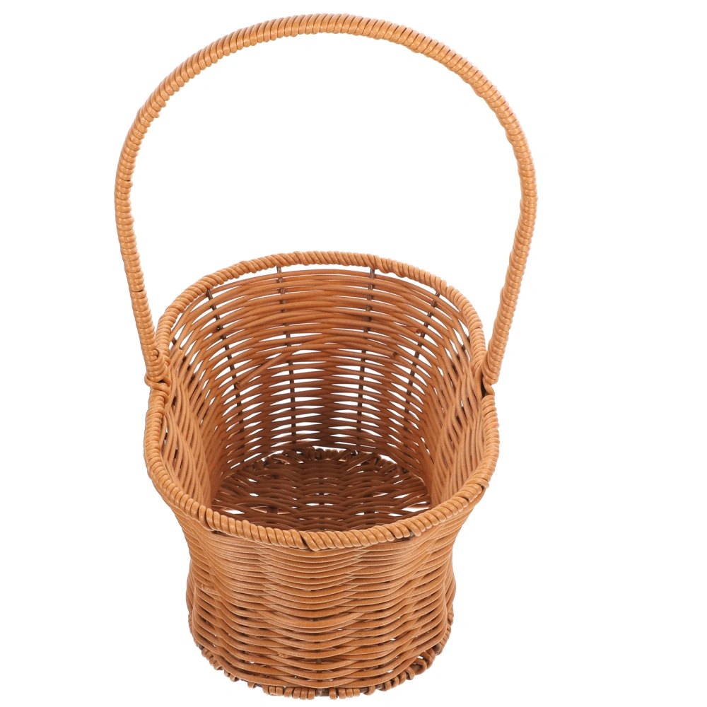 Portable Storage Holder Flower Container Hand-Woven Handle Basket Portable Storage Basket