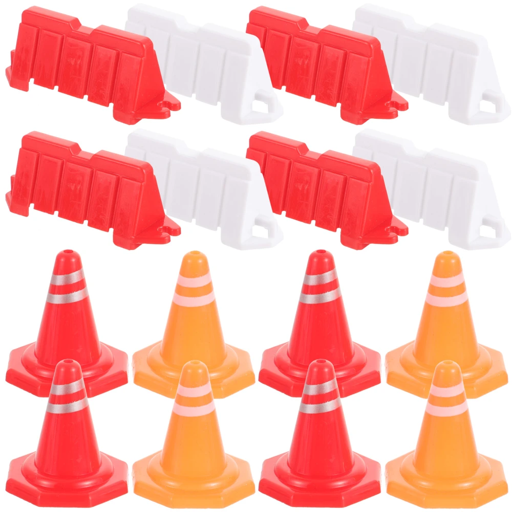 40Pcs Mini Traffic Signs Toys Street Warning Signs Toy Mini Traffic Cones Road Fences Playset