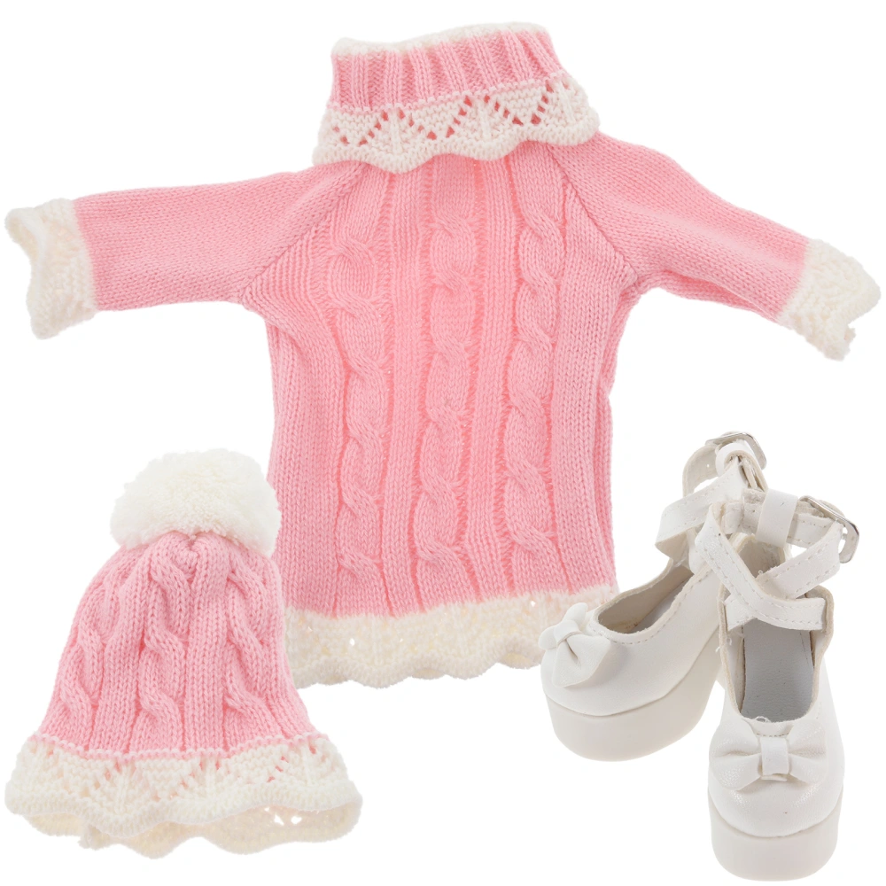 1 Set Doll Dress-up Sweater Dress Decorative Doll Winter Clothes Girl Doll Outfit with Doll Shoes