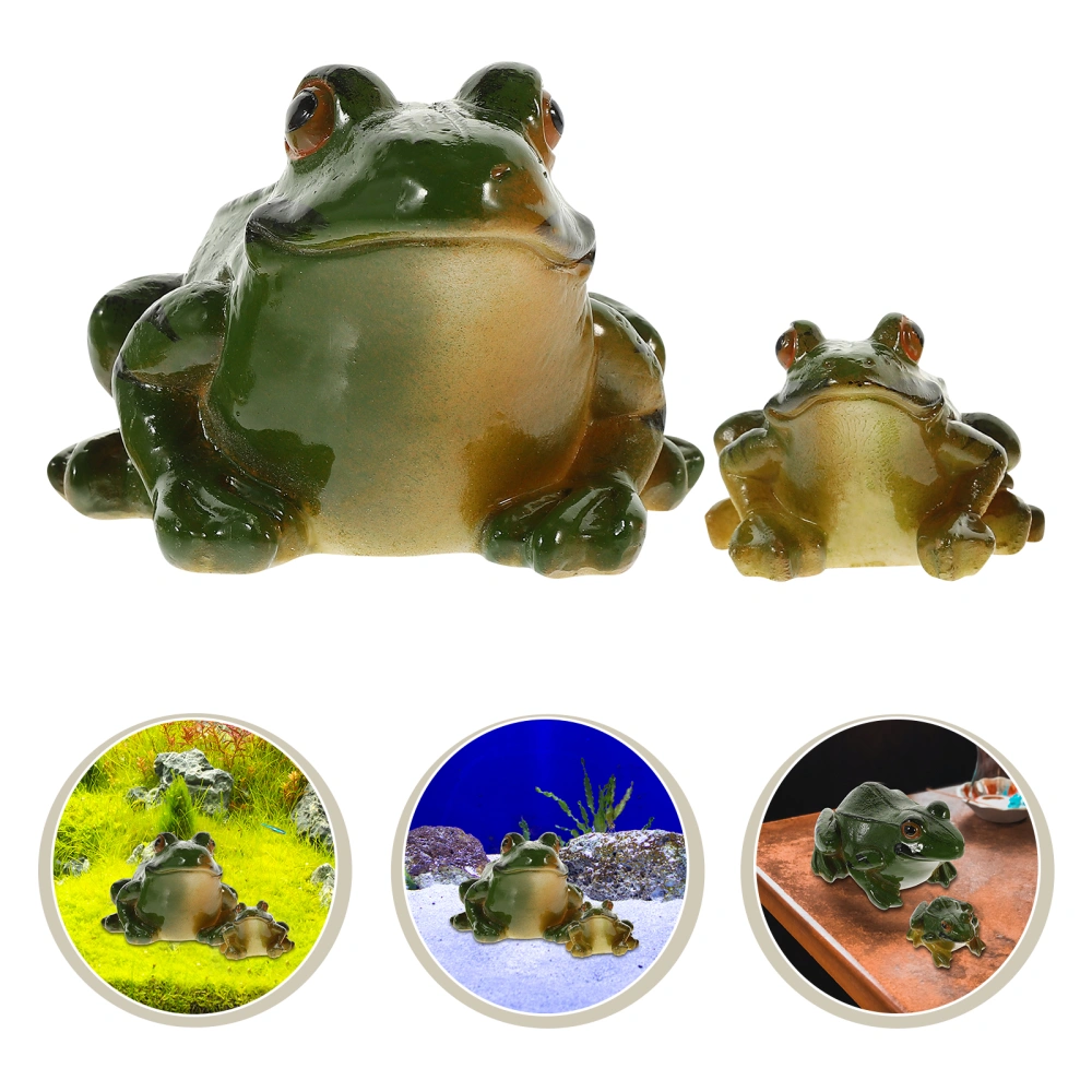 2pcs Resin Frog Figurine Cartoon Frog Statue Home Garden Frog Ornament Micro landscape Decor