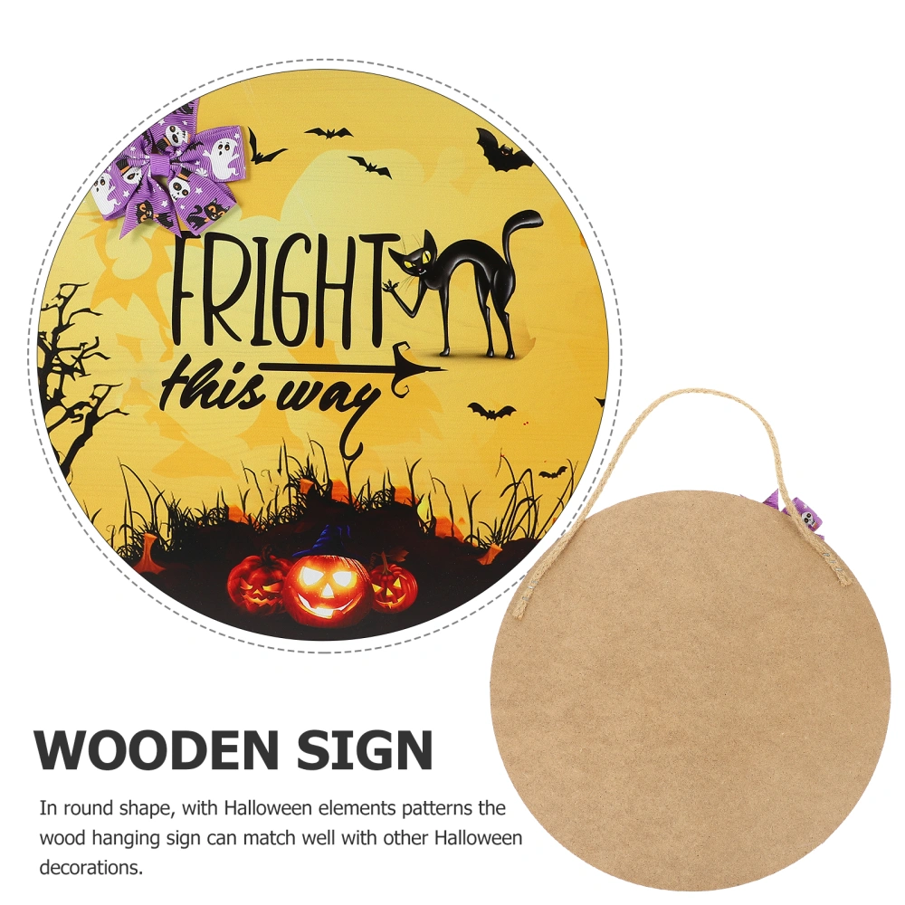 Round Halloween Hanging Decoration Halloween Themed Door Sign Wooden Halloween Door Sign Welcome Sign