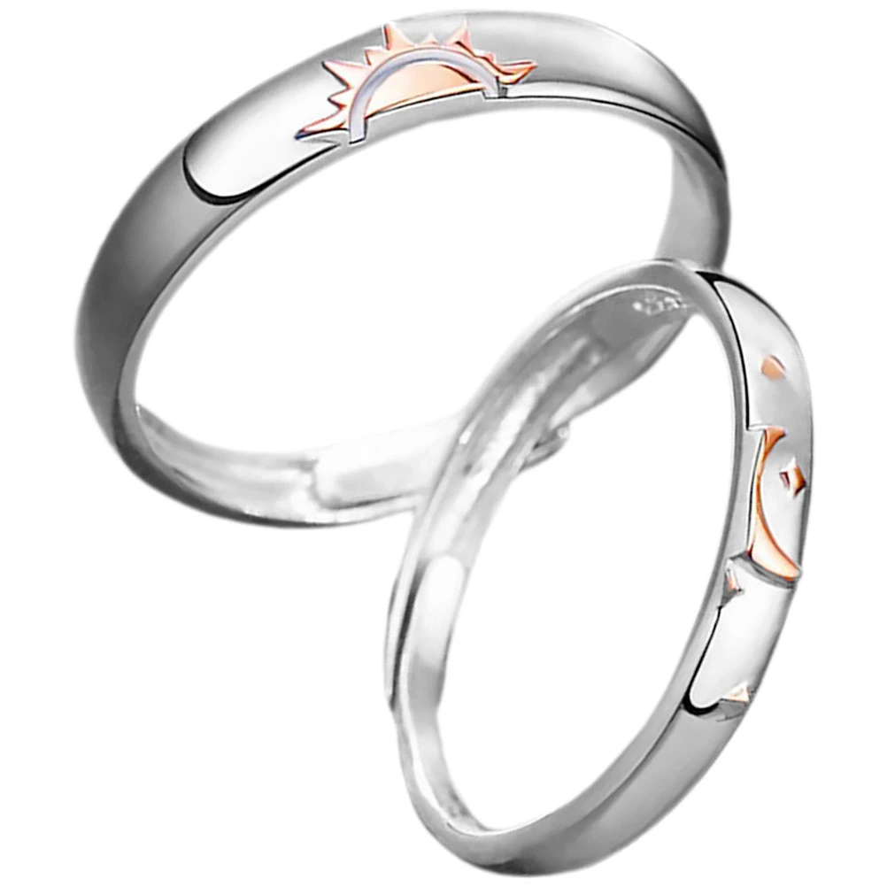 1 Pair Couple Ring Jewelry Matching Ring Lover Rings Sun Ring Jewelry Moon Ring