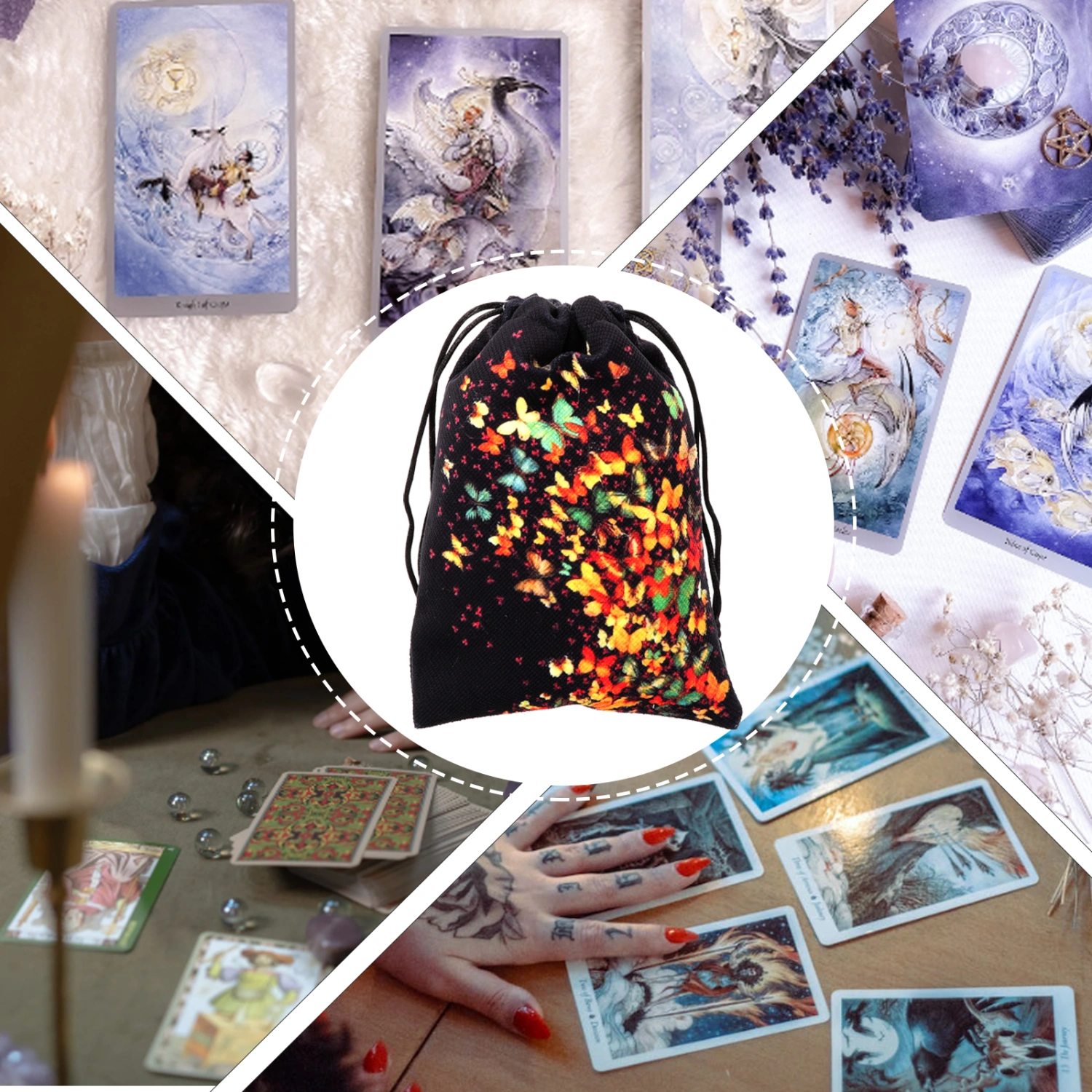 Tarot Cards Storage Pouch Drawstring Tarot Card Bag Portable Tarot Card Organizer