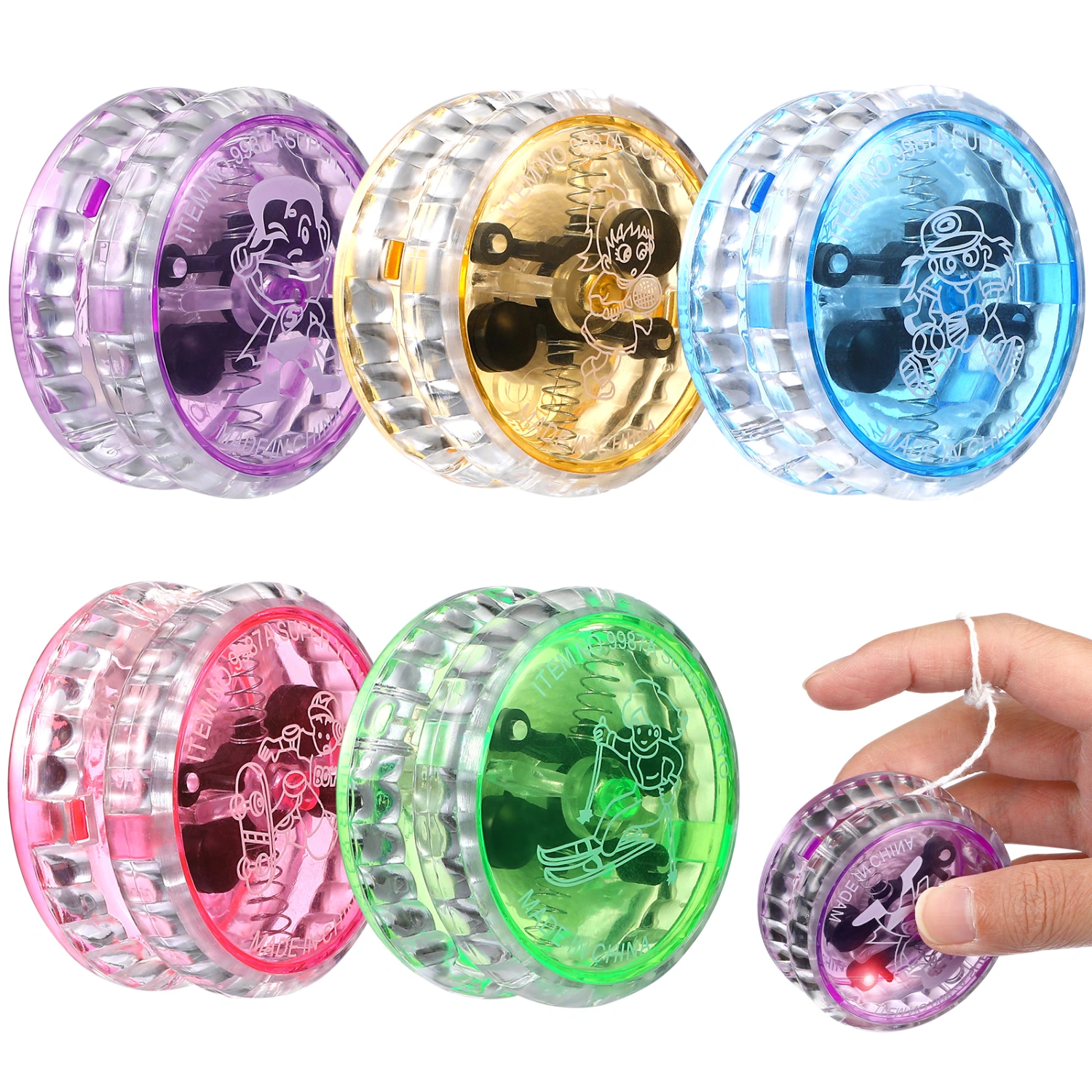 10Pcs LED Yo-yo Toy Light up Yo-yo Responsive Ball Toy Funny Entertaining Toys (Random Color)