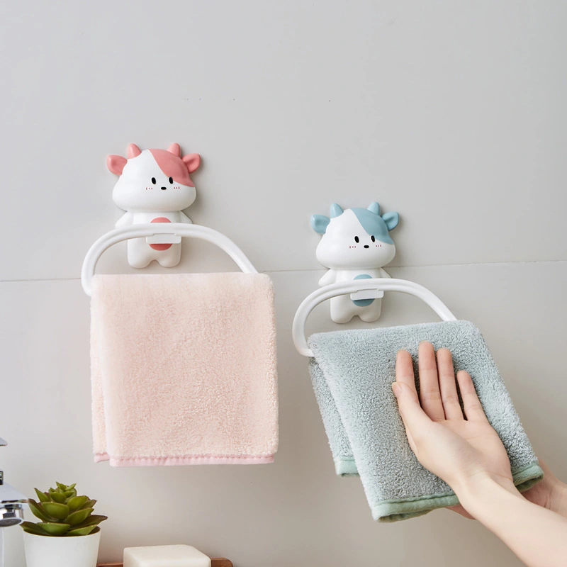 Towel Ring Wall-hanging Towel Rack Without Punching Holes Cartoon Towel Shelf