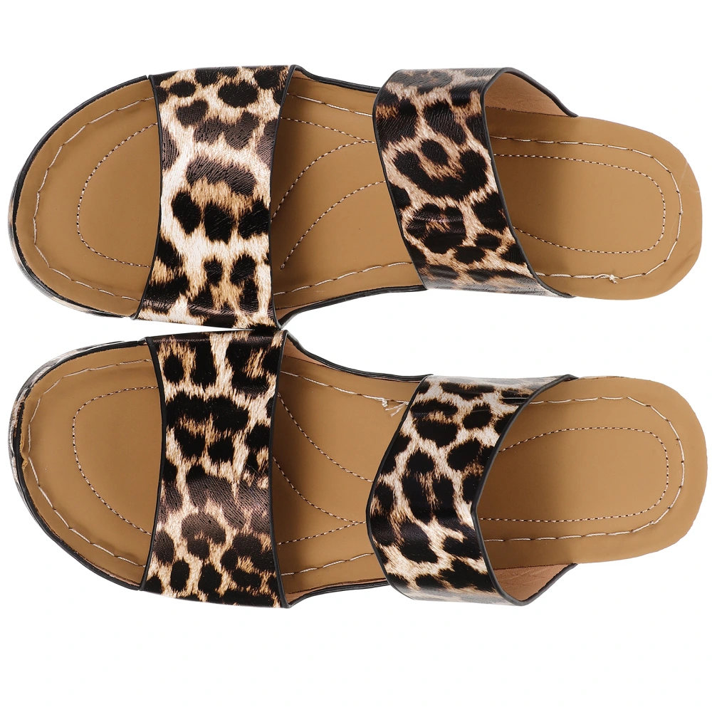 1 Pair Women Sandals Wedge Sandals Summer Beach Shoes Fashionable Leopard Sandals