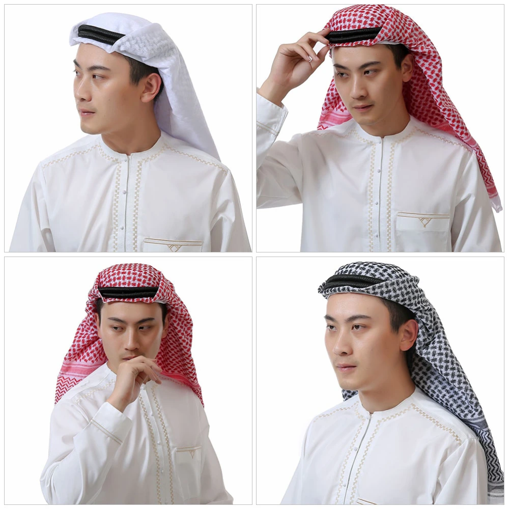 2pcs Men Arab Turban Headbands Dubai Kerchief Wrap Hairbands Shemagh Wraps