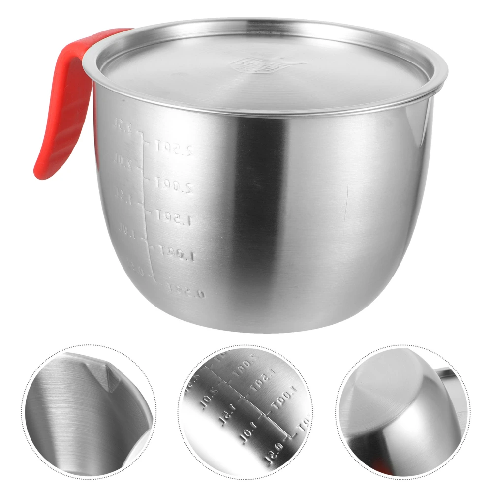 1 Set of Stainless Steel Bowl Durable Salad Bowl Metal Mixing Bowl with Lid and Handle