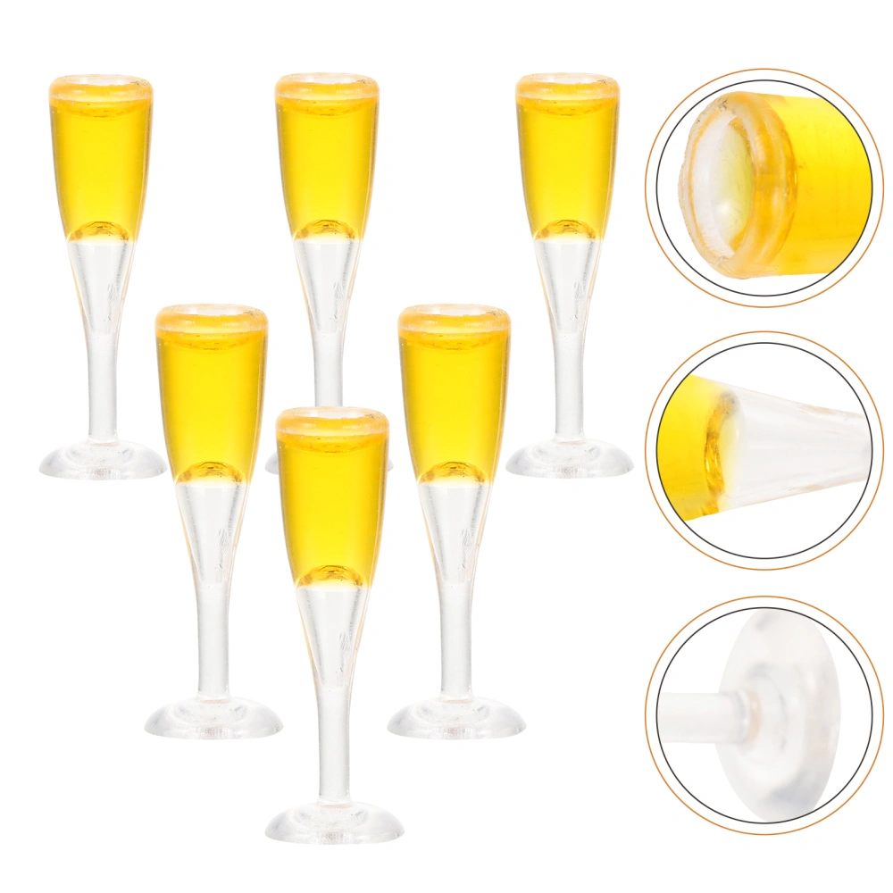 6Pcs Tiny Champagne Glasses Mini House Cocktail Glasses Decorative Miniature Goblet