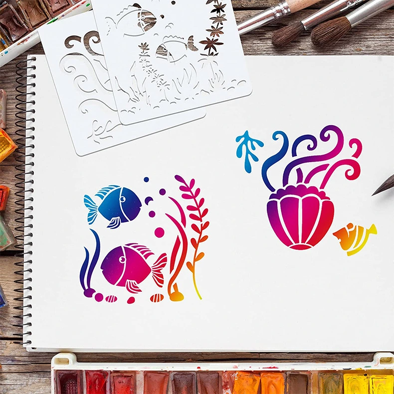 20 Sheets Beach Stencils Sea Creatures Stencil Stencils for Painting On Wood Sea Creatures Stencil