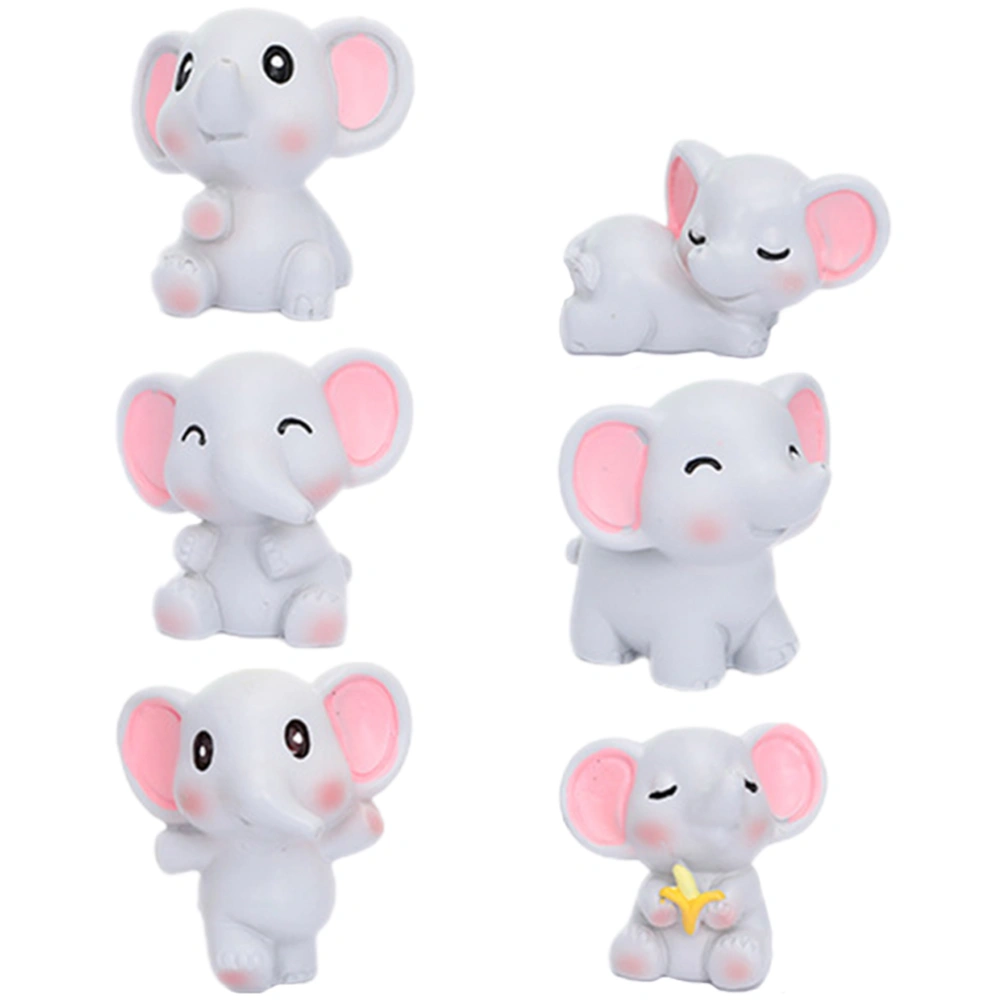 6pcs Mini Cute Elephant Figures Cute Elephant Characters Toys Miniature Garden Resin Animal Decor