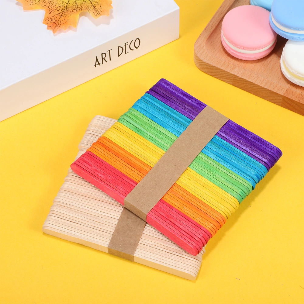 100Pcs Wooden Sticks Colored Craft Sticks Painting Wood Sticks for DIY Crafts Creative Designs