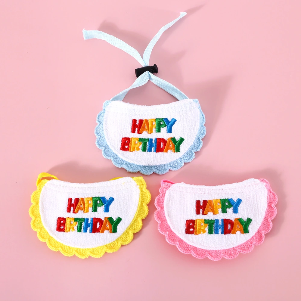 1 Set Cat Birthday Hat Bib Decorative Pet Cat Dog Happy Birthday Bib Hat