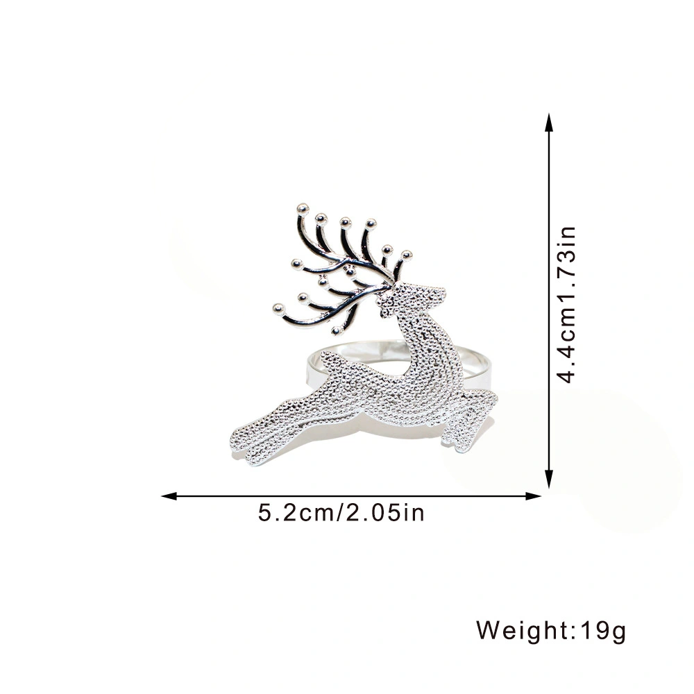 4pcs Christmas Party Napkin Ring Xmas Elk Napkin Holder Decorative Alloy Napkin Buckle